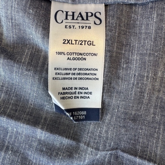 NWT Chaps Short Sleeve Coastland Wash Chambray Big & Tall Button-up Shirt 2XLT - Picture 9 of 11
